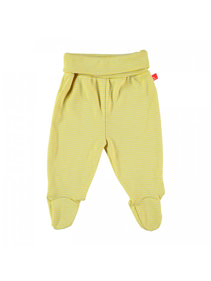 Pantaloni con piedini a righe giallo mostarda / panna per prematuro