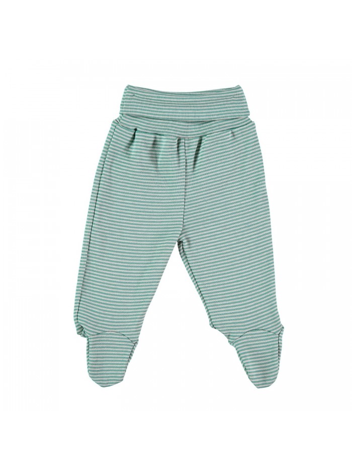 Pantaloni con piedini a righe verde muschio / grigio per prematura